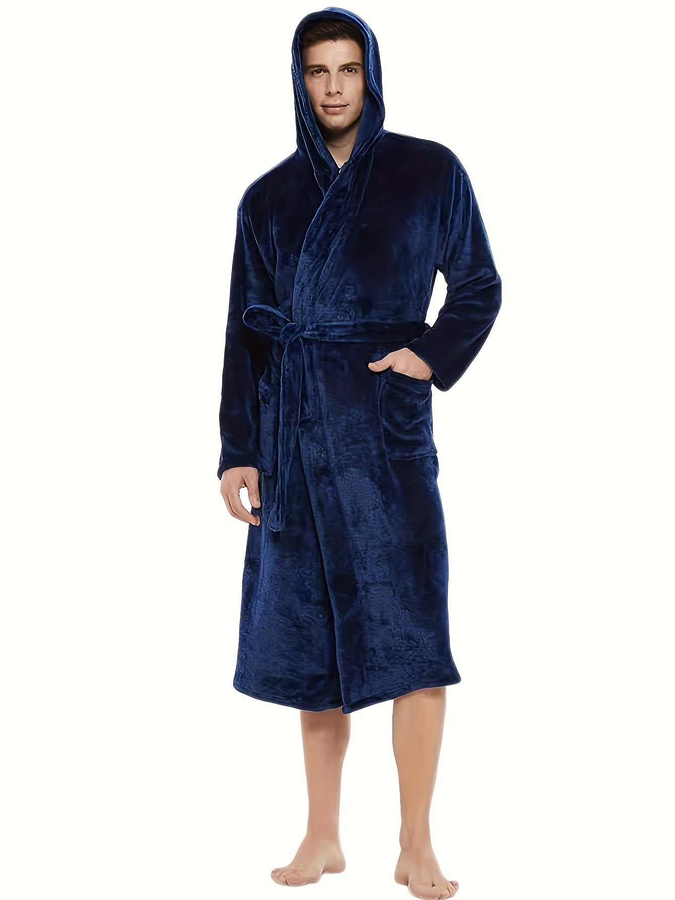 Mens Cozy Hooded Robe Trendy Warm  Comfy Lounge Wear