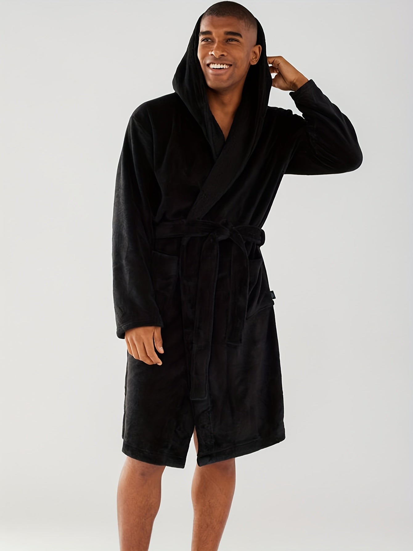 Mens Cozy Hooded Robe Trendy Warm  Comfy Lounge Wear