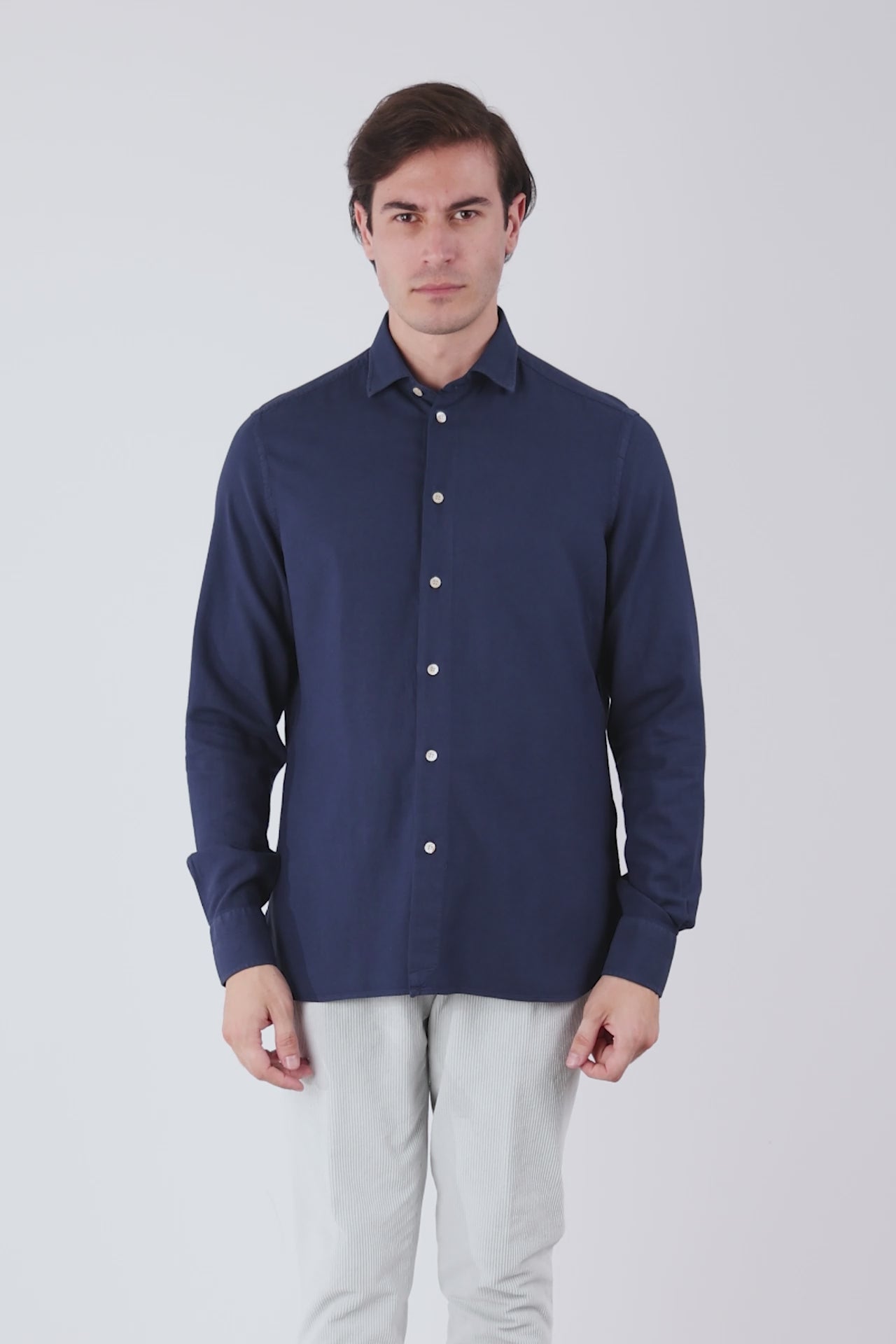 Blue Cotton and Viscose Shirt for Autumn/Winter