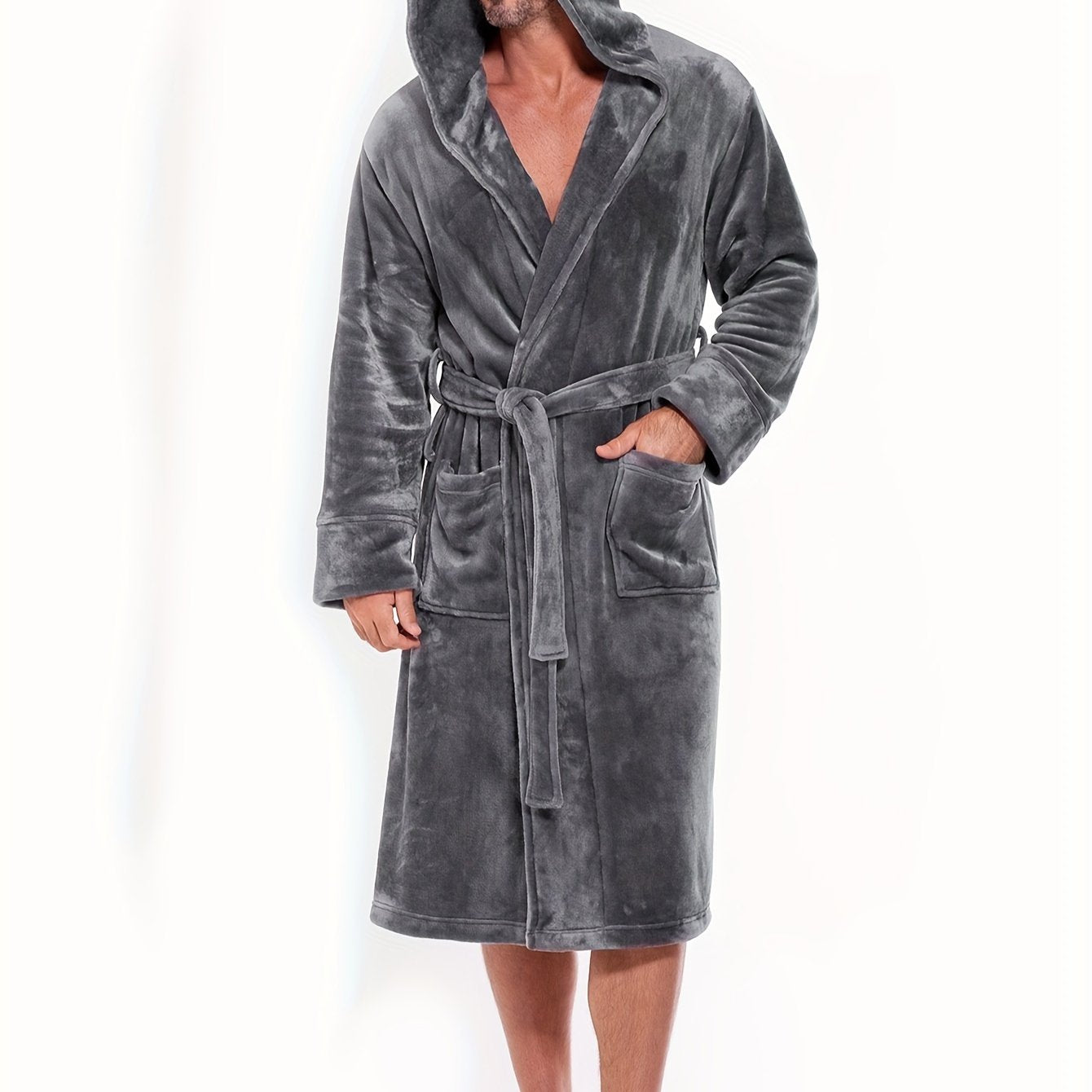 Mens Cozy Hooded Robe Trendy Warm  Comfy Lounge Wear