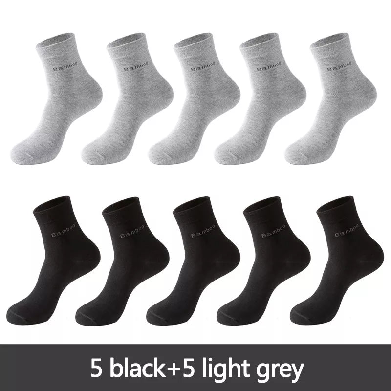 10 Pairs / Lot Bamboo Fiber Socks Men Casual Business Anti-Bacterial Breatheable Men's Crew Socks High Quality Guarantee Sock