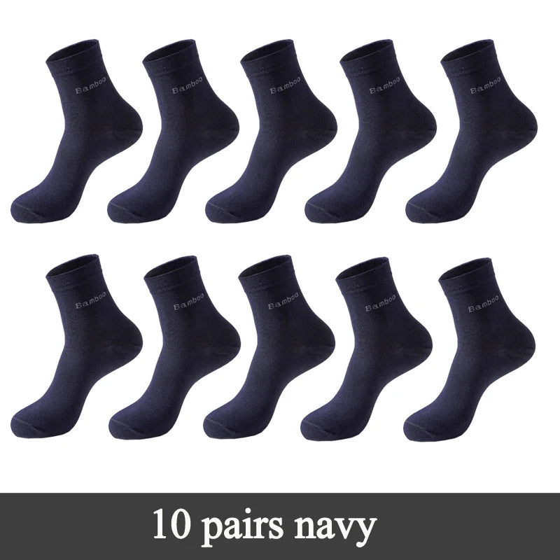 10 Pairs / Lot Bamboo Fiber Socks Men Casual Business Anti-Bacterial Breatheable Men's Crew Socks High Quality Guarantee Sock