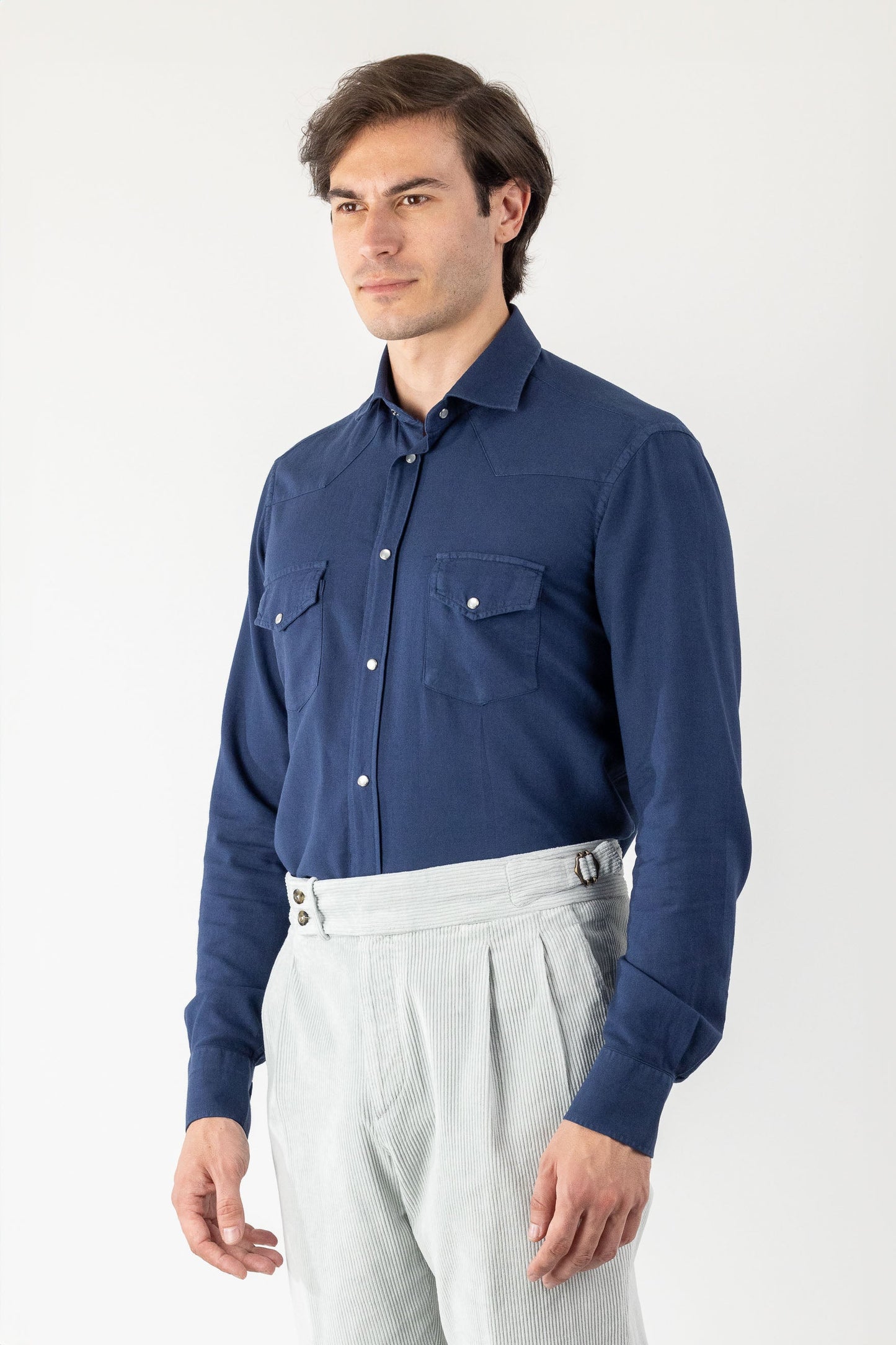 Blue Cotton and Viscose Shirt Autumn/Winter