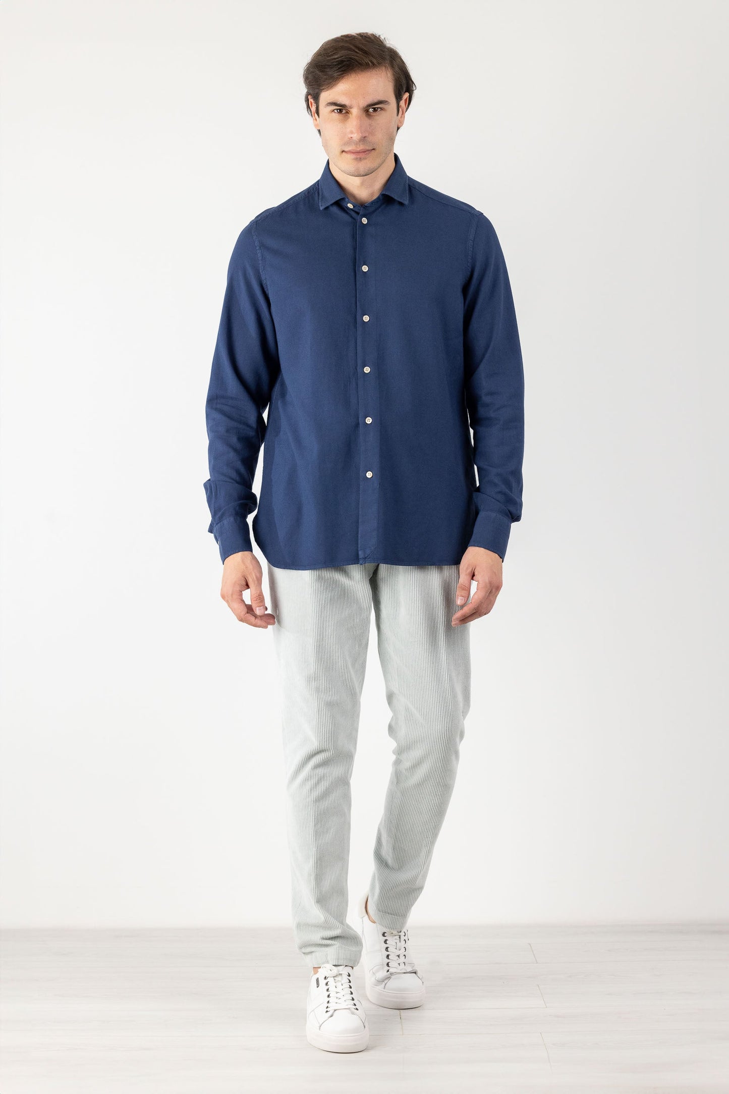 Blue Cotton and Viscose Shirt for Autumn/Winter