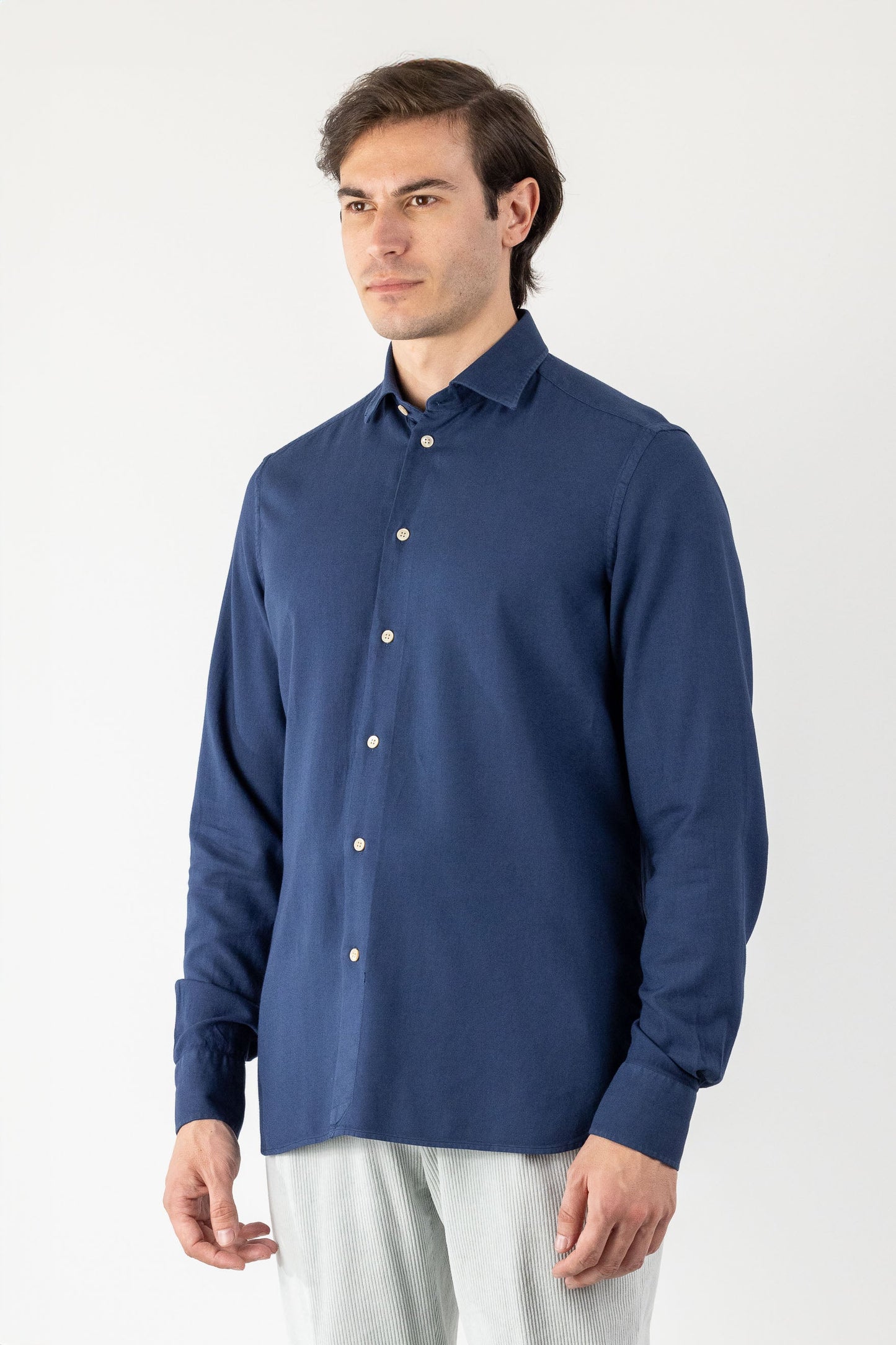 Blue Cotton and Viscose Shirt for Autumn/Winter