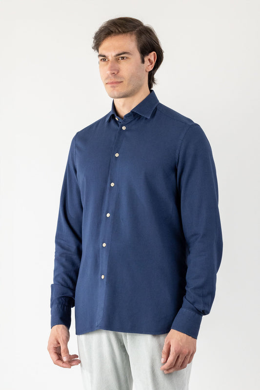 Blue Cotton and Viscose Shirt for Autumn/Winter