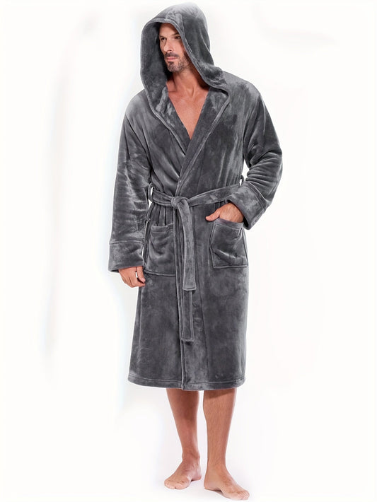 Mens Cozy Hooded Robe Trendy Warm  Comfy Lounge Wear