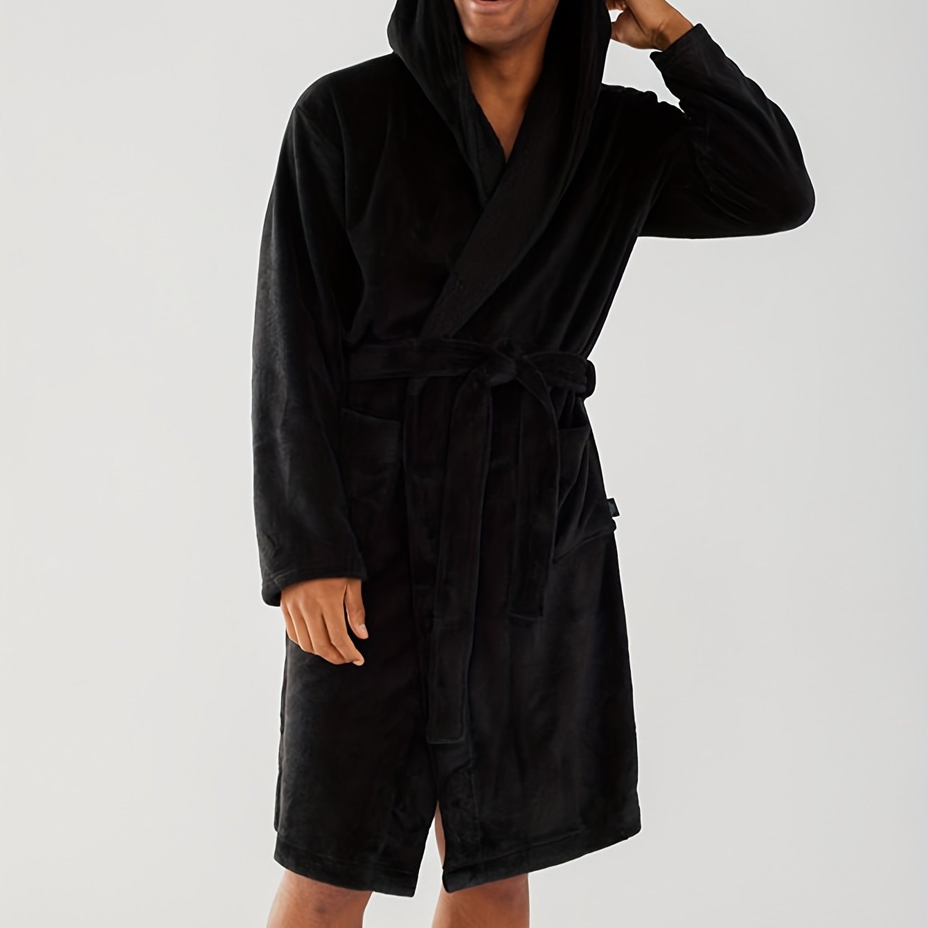 Mens Cozy Hooded Robe Trendy Warm  Comfy Lounge Wear