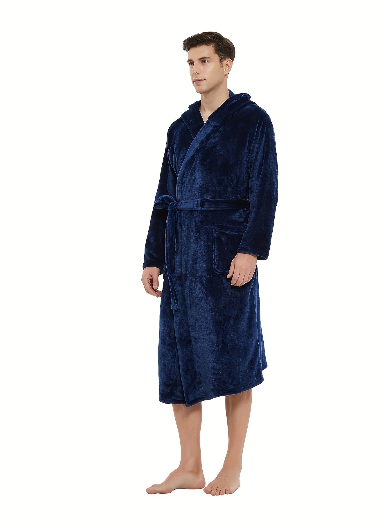 Mens Cozy Hooded Robe Trendy Warm  Comfy Lounge Wear