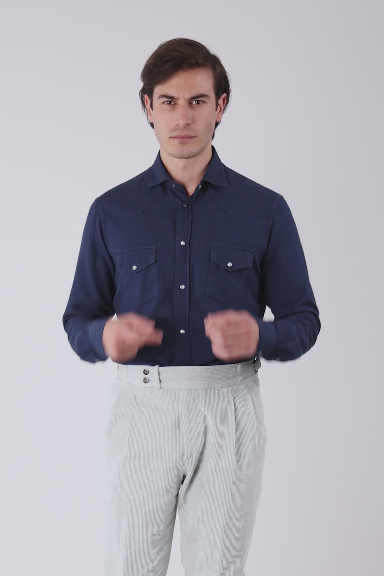 Blue Cotton and Viscose Shirt Autumn/Winter